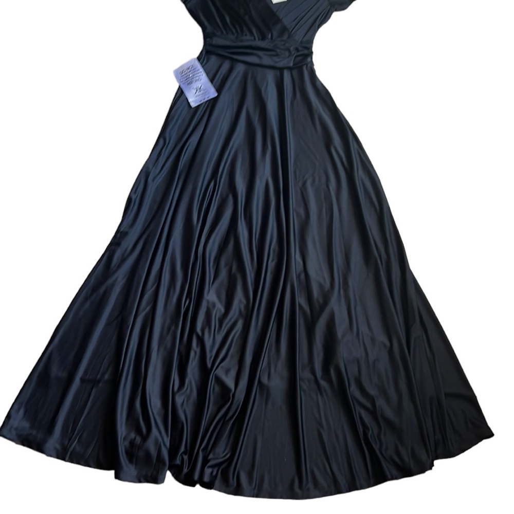 Koh Koh Cap Sleeve Semi-formal Black maxi gown wrap deep v-neck in black size s - Picture 10 of 12